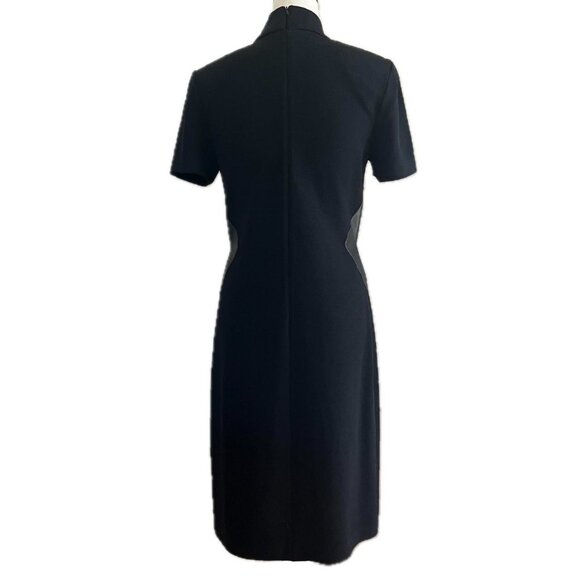 Vintage St. John Collection by Marie Gray Black Knit Mid-length dress leather SM - Picture 4 of 5